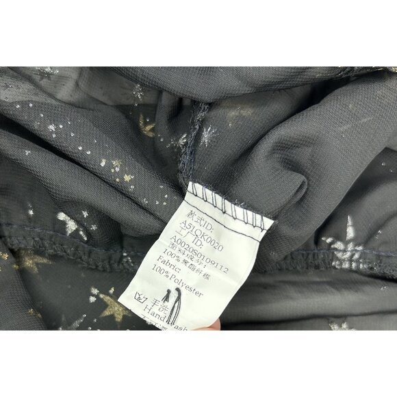 Haoduoyi Mini Dress Womens XL Gold Star Moon Sheer Chiffon Long Sleeve Tunic Top - Picture 13 of 13